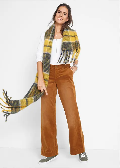 Stretch corduroy broek, wijd, bonprix