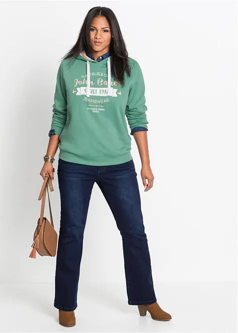 Ultrasoft corrigerende bootcut jeans, high waist, bonprix