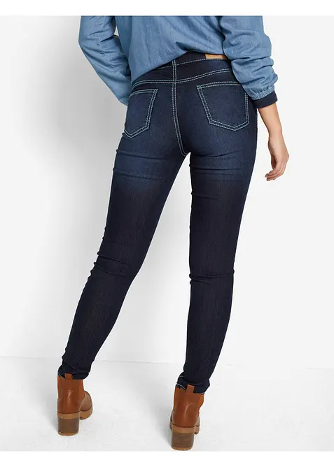 Skinny jeans mid waist, met contrastnaden, bonprix