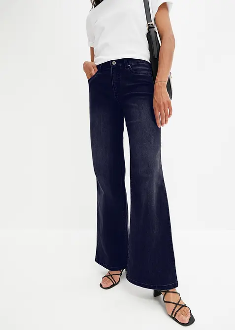 Wide leg jeans mid waist, stretch, bonprix