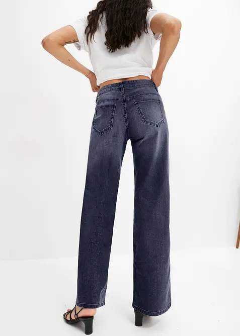 Wide leg jeans mid waist, stretch, bonprix