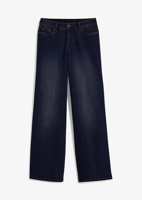 Wide leg jeans mid waist, stretch, bonprix