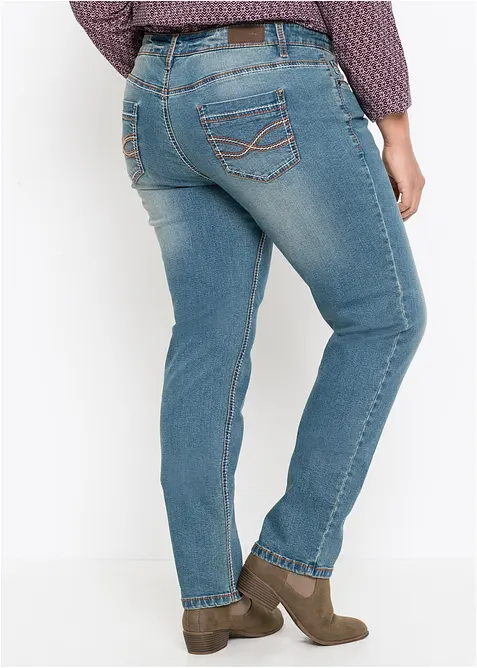 Straight stretch jeans, mid waist, bonprix