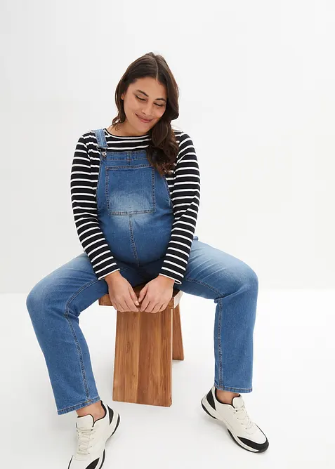 Zwangerschaps denim tuinbroek, straight, bonprix