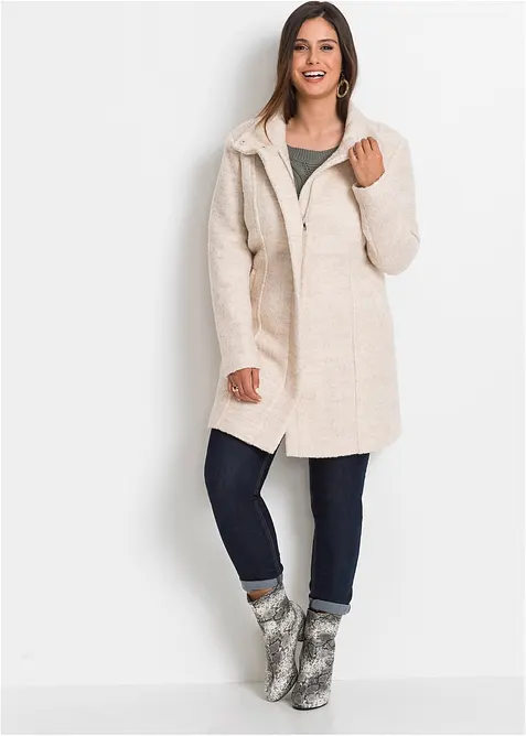 Korte coat van bouclé, bonprix