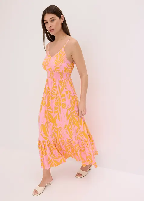 Jurk met spaghettibandjes in een zachte viscosemix, bonprix