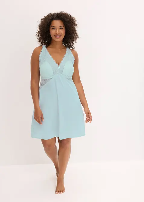 Slipdress met uitneembare vulling en glanzend materiaal, bonprix