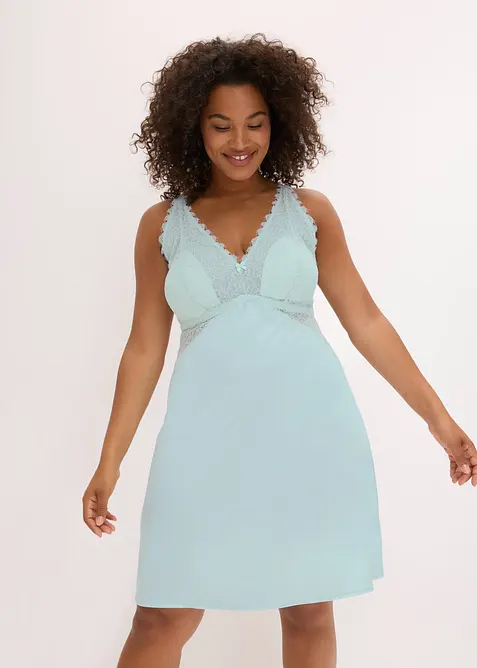 Slipdress met uitneembare vulling en glanzend materiaal, bonprix