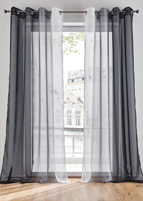 Gordijnen met gerecycled polyester en kleurverloop (set van 2), bonprix