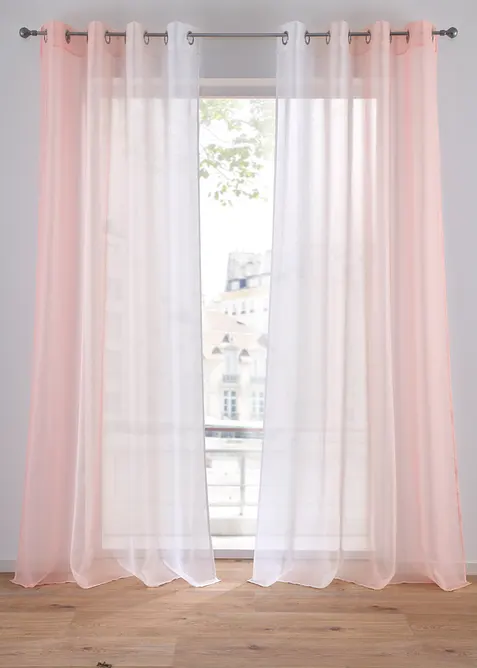 Gordijnen met gerecycled polyester en kleurverloop (set van 2), bonprix