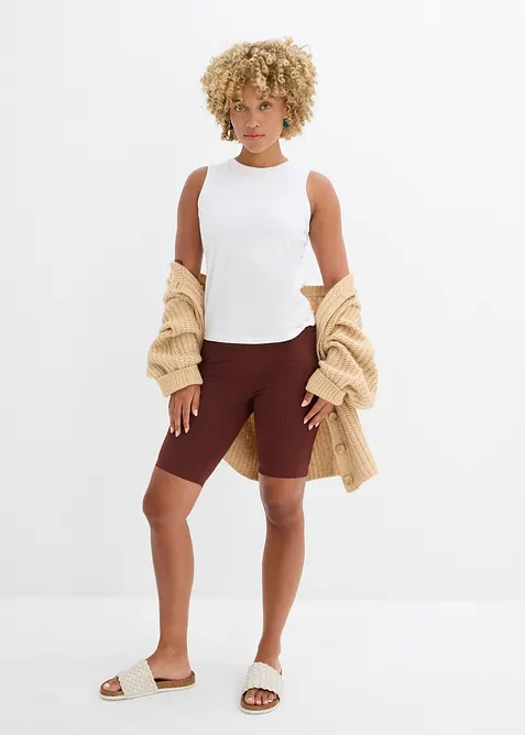 Comfortabele high waist biker short van geribde jersey, bonprix