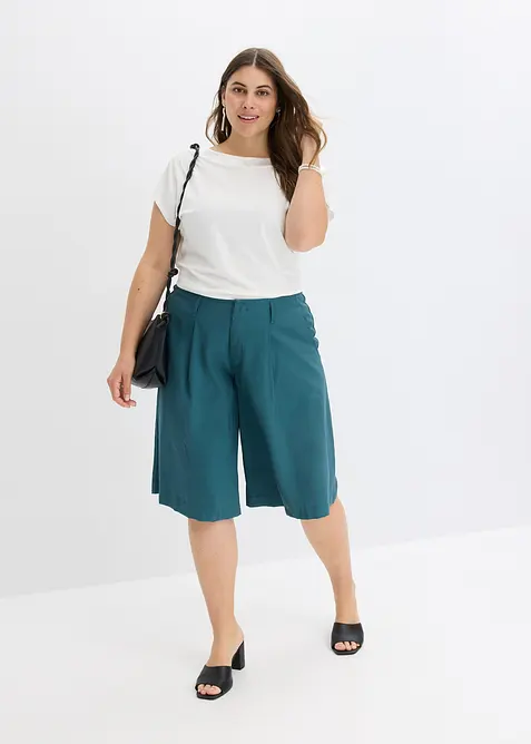 Wijde bermuda met bandplooien, bonprix