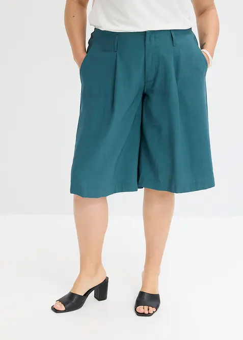 Wijde bermuda met bandplooien, bonprix