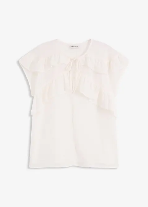Blouse van chiffon met volants, bonprix