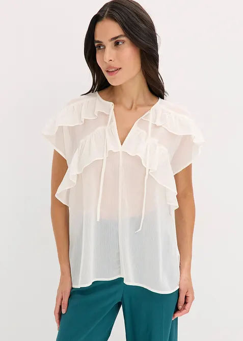 Blouse van chiffon met volants, bonprix