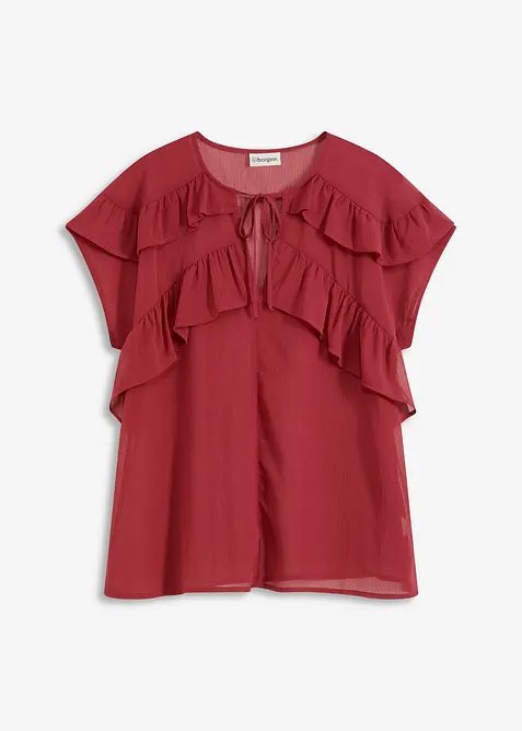 Blouse van chiffon met volants, bonprix