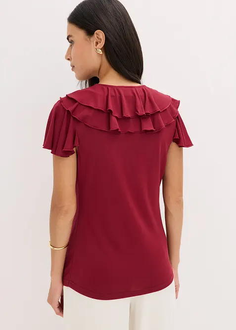 Shirt met volants van een zachte modal-mix, bonprix