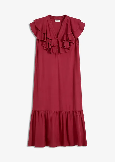 Midi jurk met volants van gestructureerde crêpe, bonprix