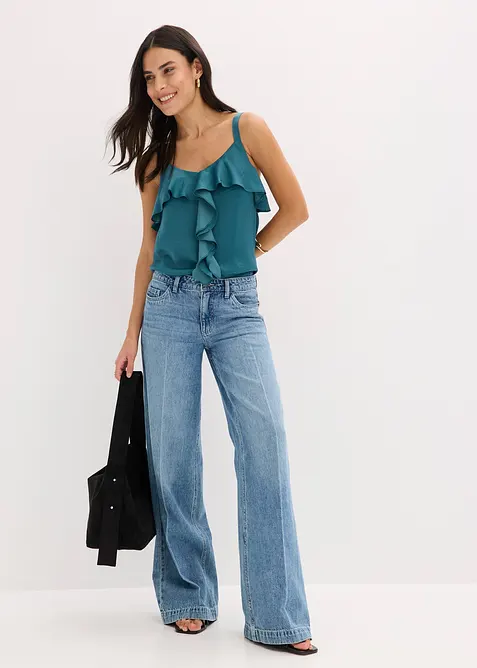Wide leg jeans, low stretch, full length, bonprix