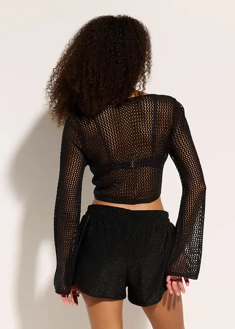 Kort vest in gehaakte look, bonprix