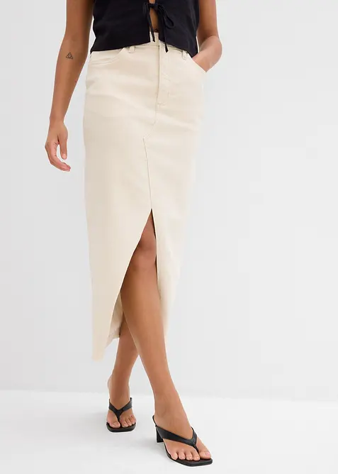 Midi spijkerrok met split, bonprix