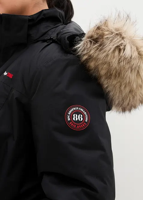 Warme, lange outdoor jas met imitatiebont, bonprix