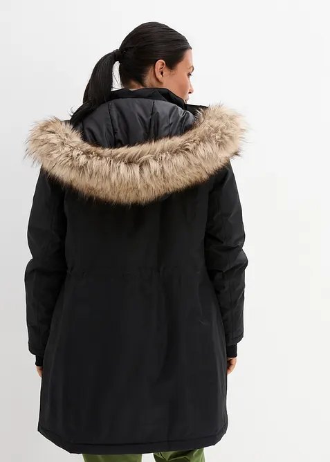 Warme, lange outdoor jas met imitatiebont, bonprix