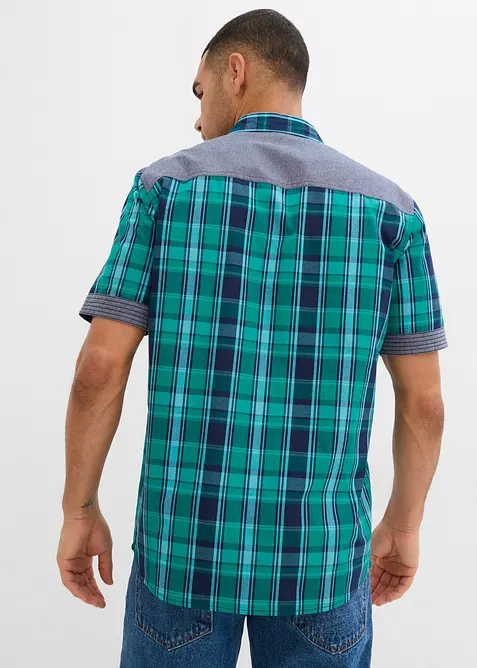 Overhemd met korte mouwen en denim details, bonprix