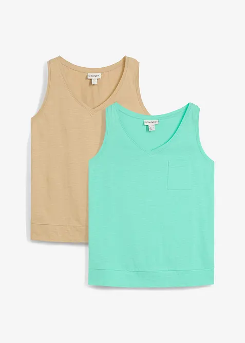 Tanktop van biologisch katoen (set van 2), bonprix