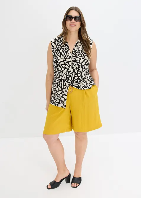 Mouwloos poloshirt met rimpels, bonprix