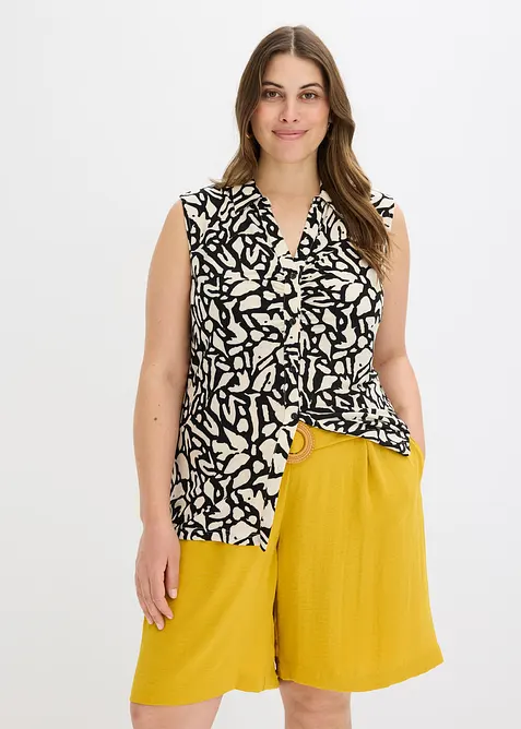 Mouwloos poloshirt met rimpels, bonprix