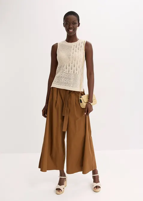 Gebreide ajour top met lurex, bonprix