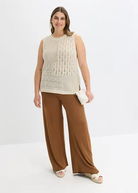 Gebreide ajour top met lurex, bonprix