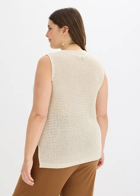 Gebreide ajour top met lurex, bonprix