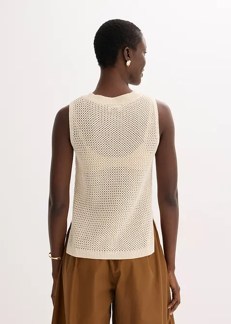 Gebreide ajour top met lurex, bonprix