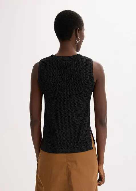 Gebreide ajour top met lurex, bonprix