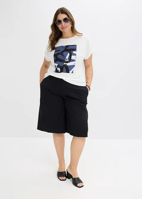 Shirt met viscose en glanzende steentjes, bonprix