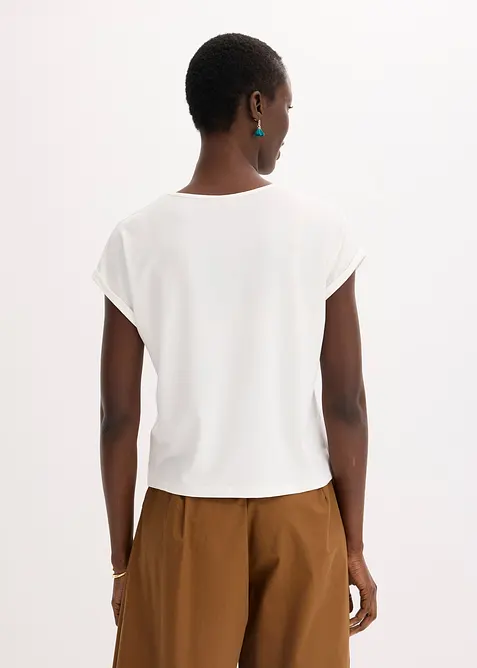 Shirt met viscose en glanzende steentjes, bonprix