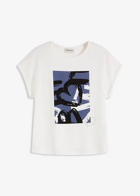 Shirt met viscose en glanzende steentjes, bonprix