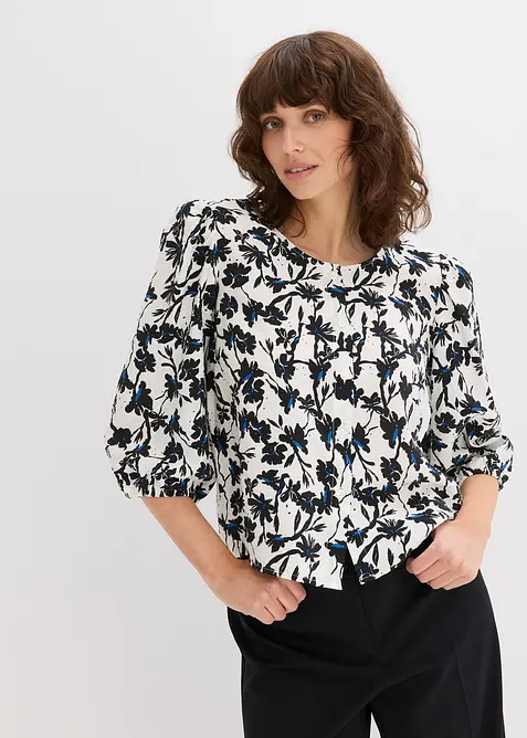 Blouse met korte mouwen van gestructureerd materiaal, bonprix