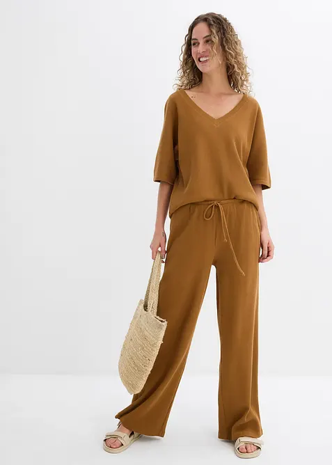 Gestructureerde broek van puur katoen, bonprix