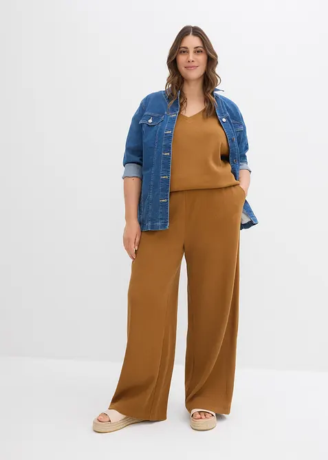 Gestructureerde broek van puur katoen, bonprix