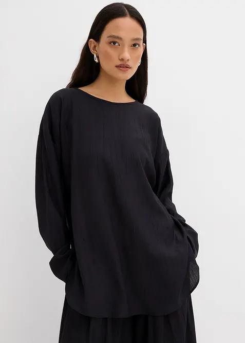 Oversized tuniek van een gestructureerde crinkle viscosemix, bonprix