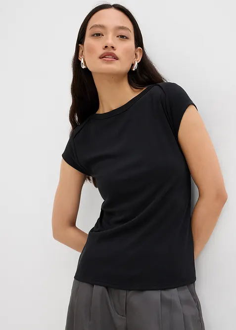 Geribde top van een zachte modalmix, bonprix