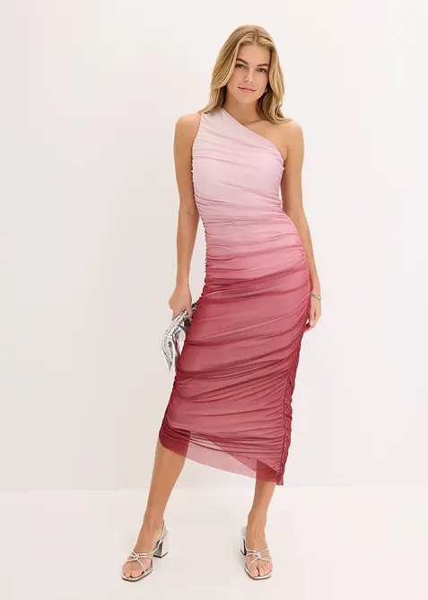 One shoulder jurk met mesh inzetstuk, bonprix