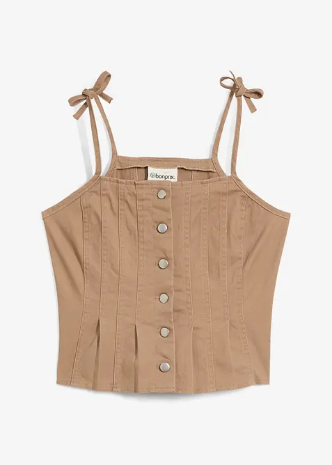 Top met spaghettibandjes in een elastische katoenmix, bonprix