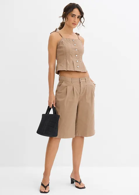 Top met spaghettibandjes in een elastische katoenmix, bonprix