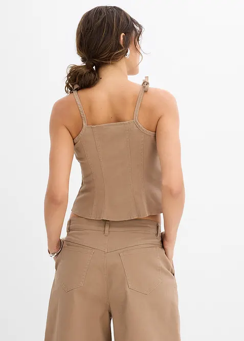 Top met spaghettibandjes in een elastische katoenmix, bonprix