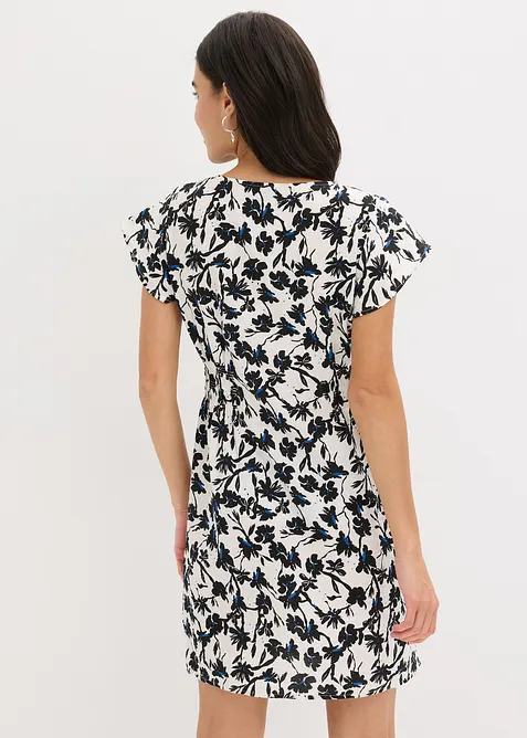 Jurk van gestructureerd materiaal met vleugelmouwen, bonprix