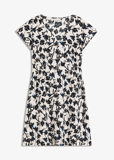 Jurk van gestructureerd materiaal met vleugelmouwen, bonprix